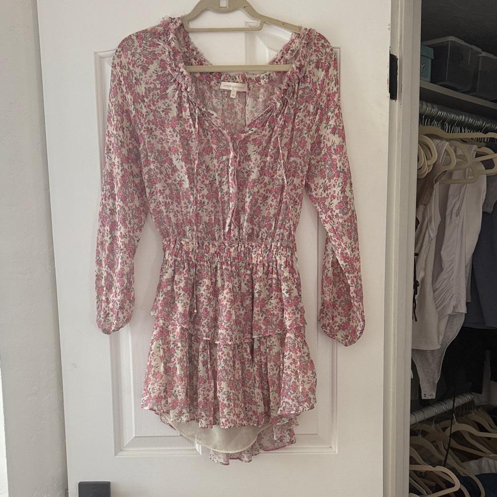 LoveShackFancy Pink Floral Mini Dress